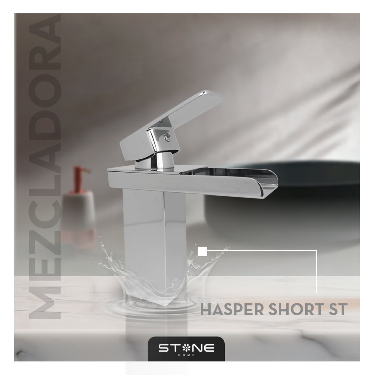 STONE - MEZCLADORA MONOCOMANDO PLAVATORIO HASPER SHORT ST STONE