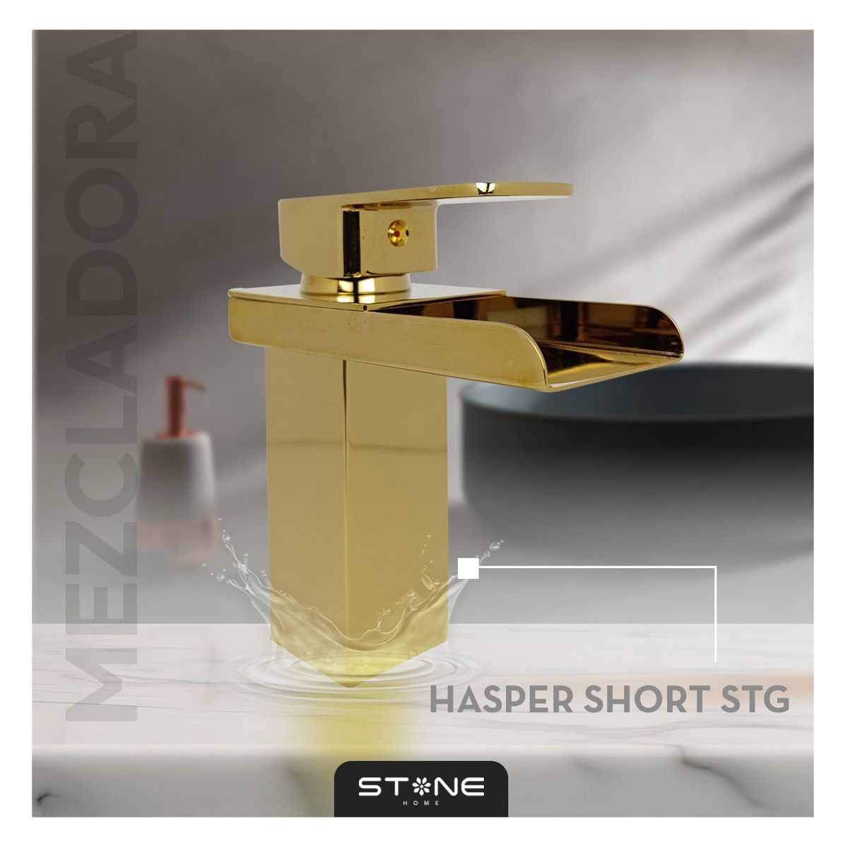 STONE - MEZCLADORA MONOCOMANDO PLAVATORIO HASPER SHORT STG STONE