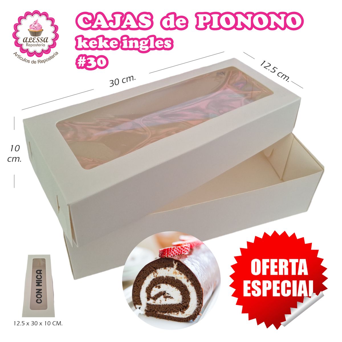 GENERICO - 50 Cajas de Pionono Keke Ingles de 30 cm. de Largo