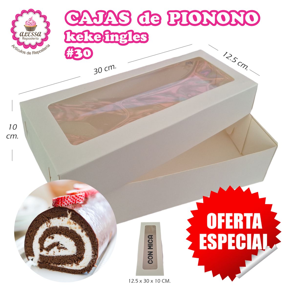 GENERICO - 50 Cajas de Pionono Keke Ingles de 30 cm. de Largo