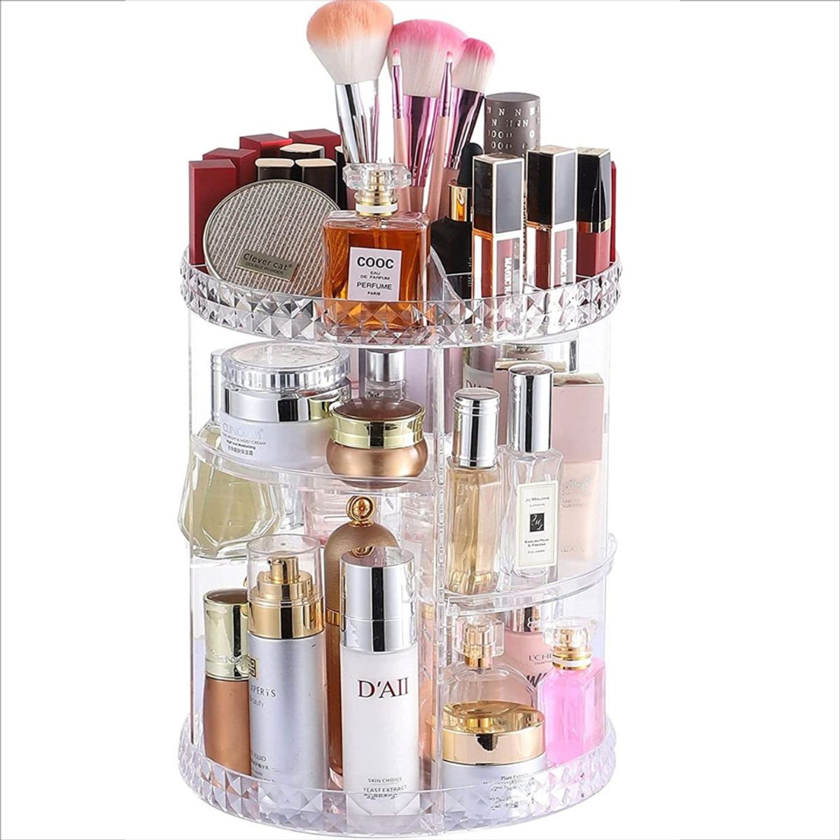 GENERICO - Organizador Acrilico Diamante para Cosméticos y Maquillaje 360° LD-188