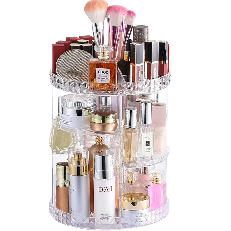GENERICO - Organizador Acrilico Diamante para Cosméticos y Maquillaje 360° LD-188