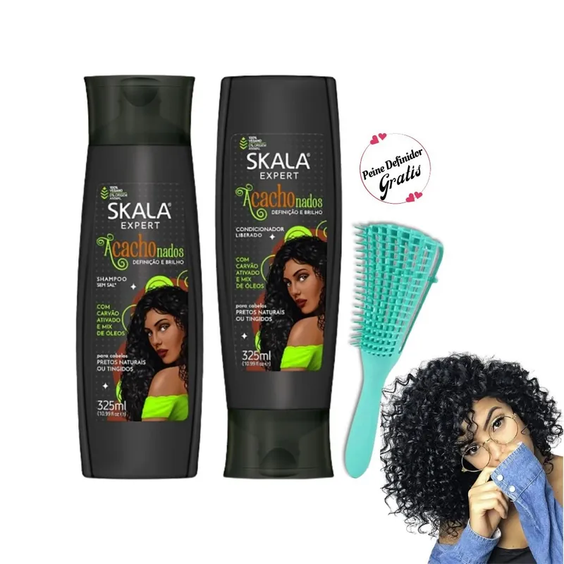 SKALA - Shampoo-Acondicionador Acachonados Rizos Teñidos Skala + Peine Gratis