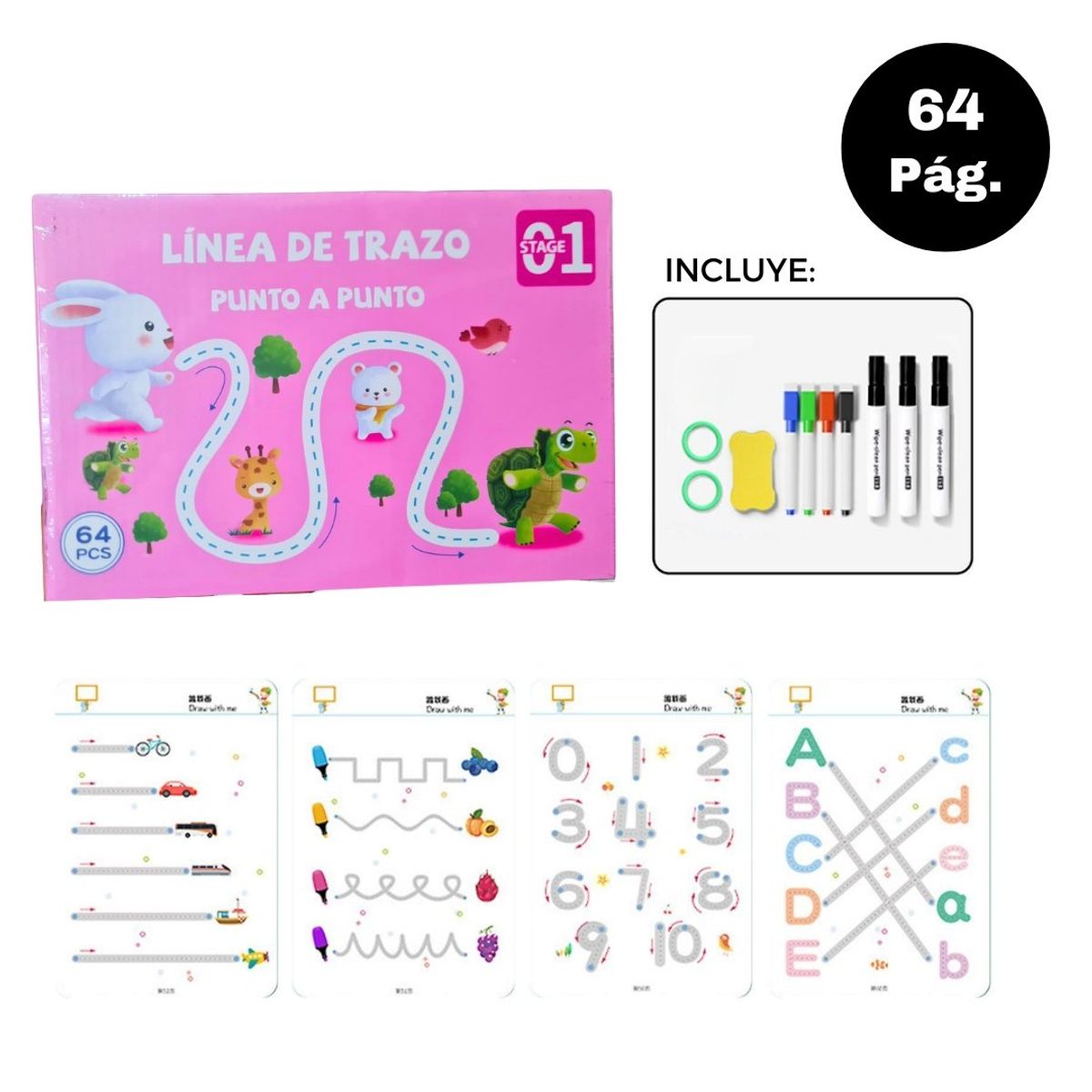 IMPORTADO MC - Libro de Trazos Pre Escolar 64 páginas Rosado