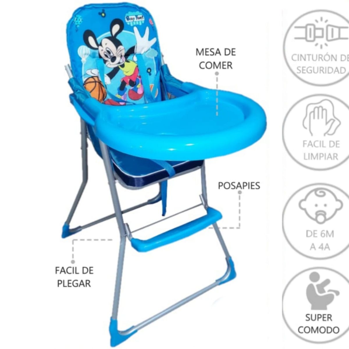 GENERICO - Silla Fija importada de diseños divertidos para niño CELESTE