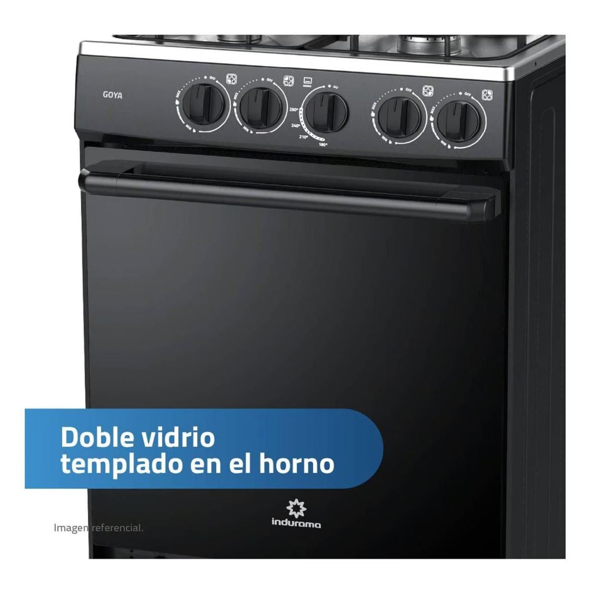 INDURAMA - Cocina a Gas Indurama 4 Hornillas Goya Negra