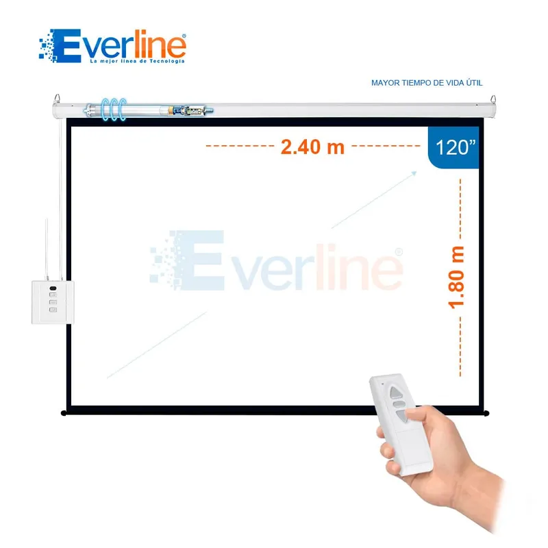 OEM - ECRAN ELECTRICO con MOTOR TUBULAR  2.40 X 1.80m (larga vida útil)