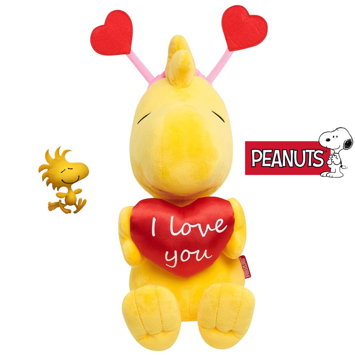 JUST PLAY - Peluche Peanuts - Woodstock - Exclusivo San Valentín Snoopy