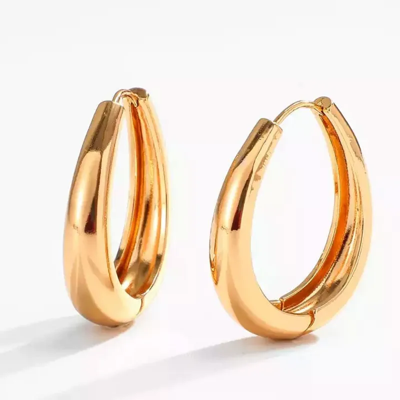 GENERICO - Arete Argolla Canoa Gold Rose Chunky