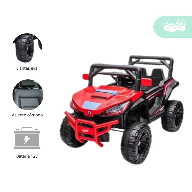 GENERICO - Carrito a Batería para niño Modelo Moster color Rojo con Negro