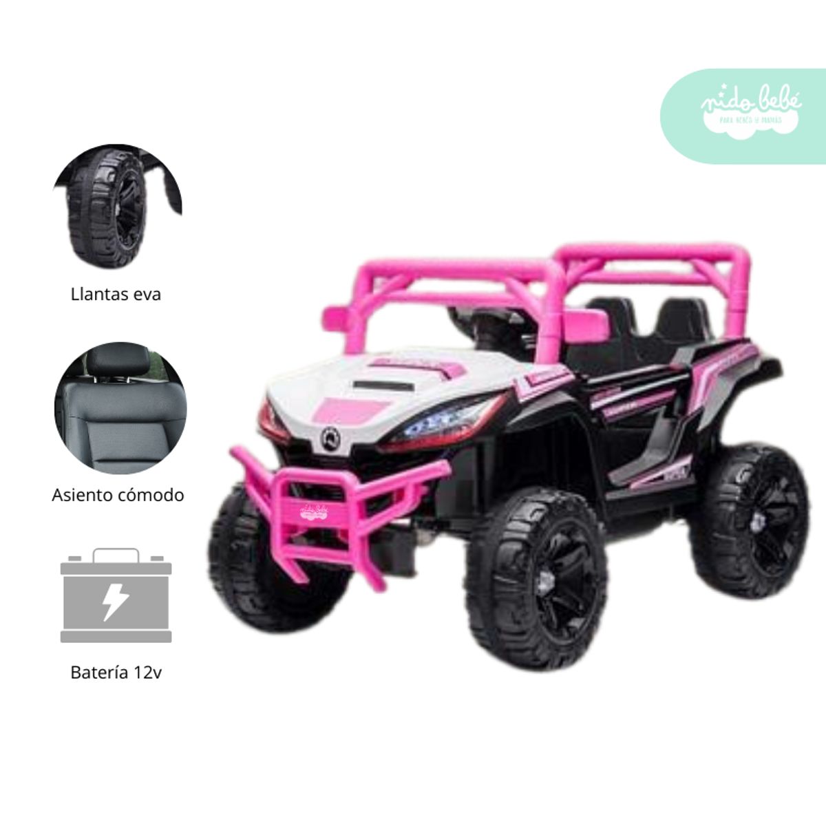 GENERICO - Carrito a Batería para niño Modelo Moster color Rosado