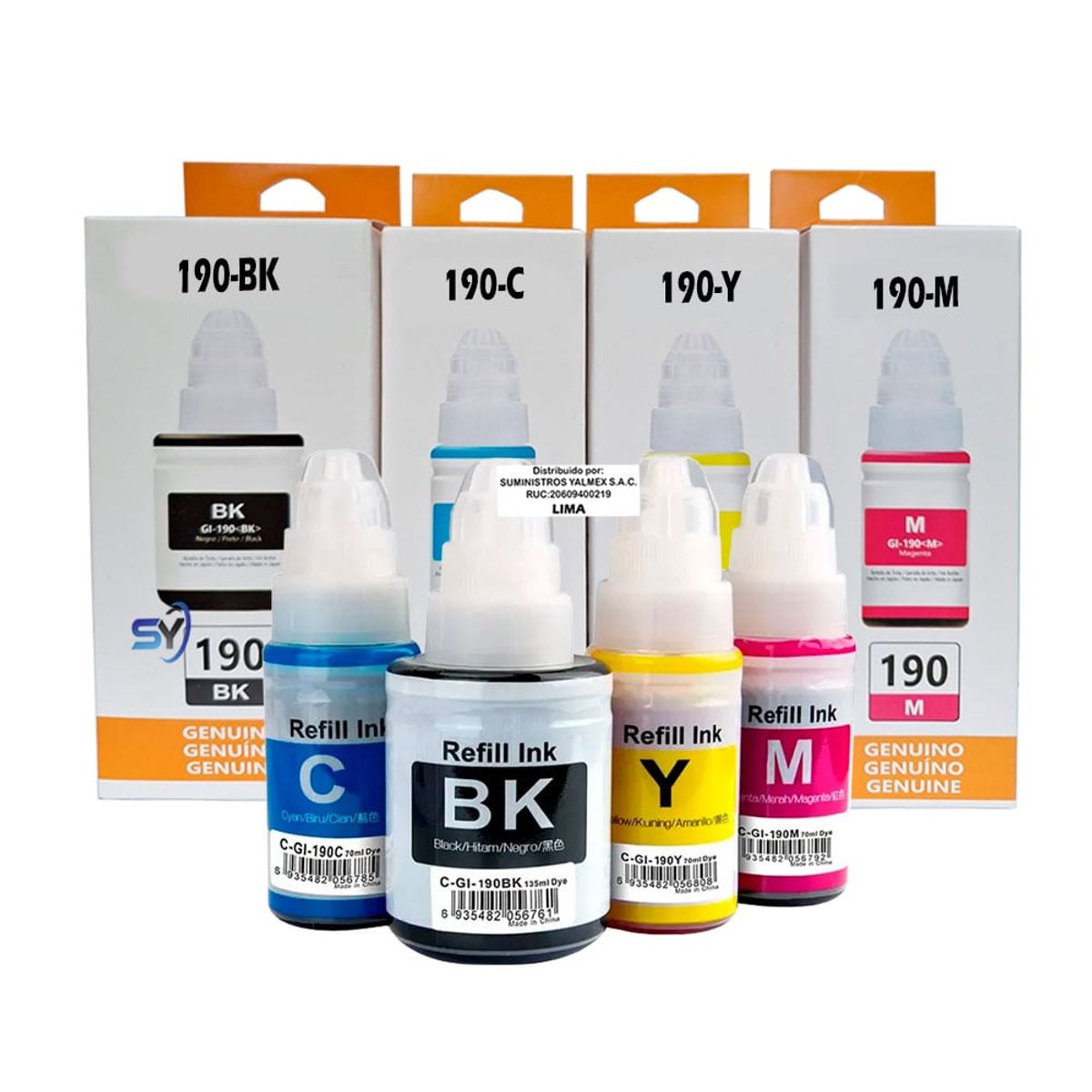 GENERICO - Pack Tinta Compatible Gi-190 Para Canon Negro y Colores  G3110 G4110