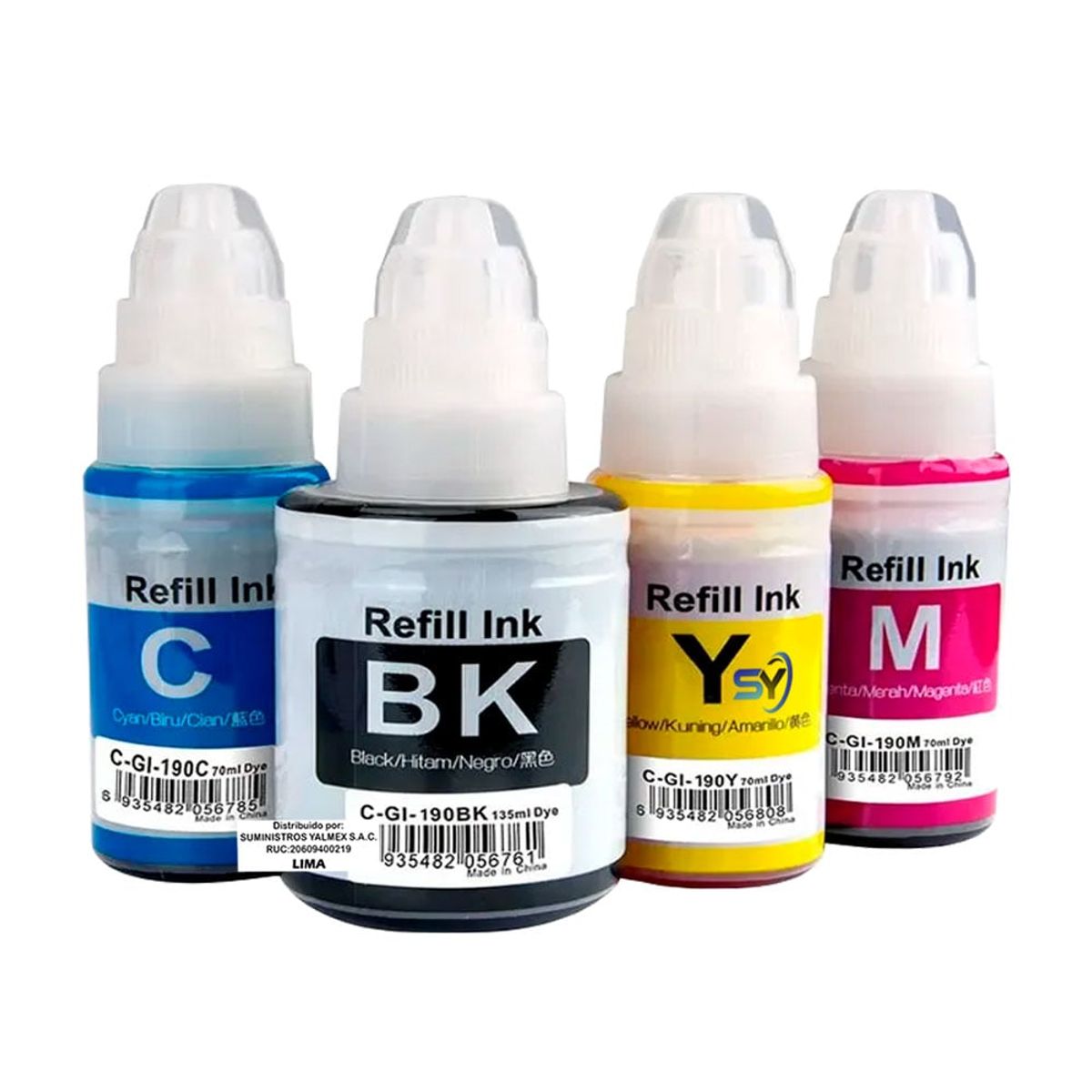 GENERICO - Pack Tinta Compatible Gi-190 Para Canon Negro y Colores  G3110 G4110
