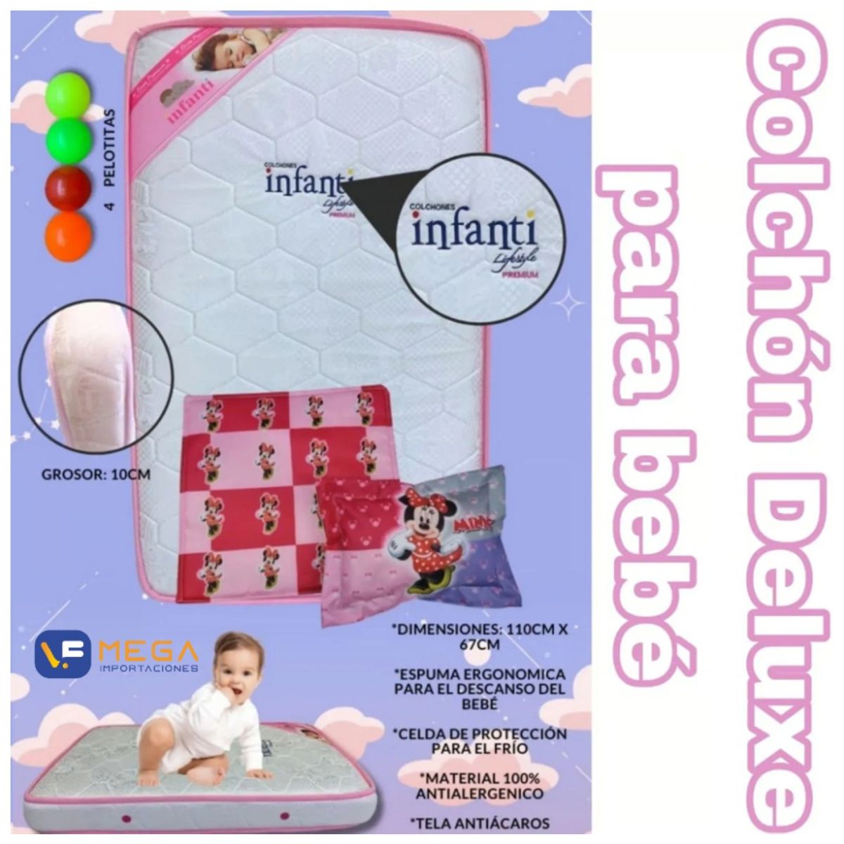 GENERICO - Colchón de Bebe para Cunas Pack and Play