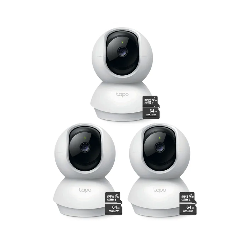 TP LINK - Kit de 3 Cámaras De Seguridad Tapo C200 Full HD + SD 64 gb - Tp-link