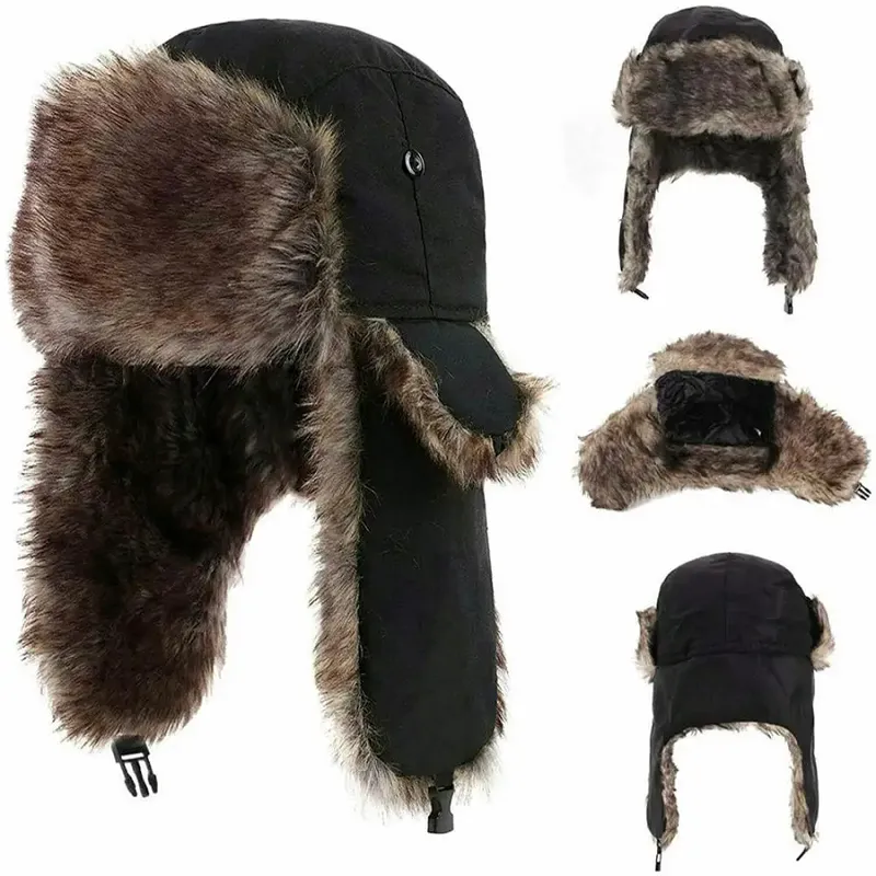 100 PERCENT - SOMBRERO GORRO RUSO USHANKA INVIERNO FRIO ABRIGO OREJAS FRENTE_.