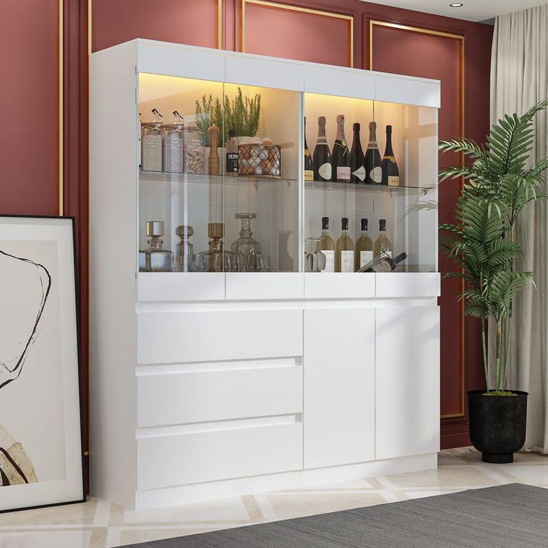 TU MESITA - Vitrina Moderna Jirá II Color Blanco TU MESITA 3 cajones 2 puertas