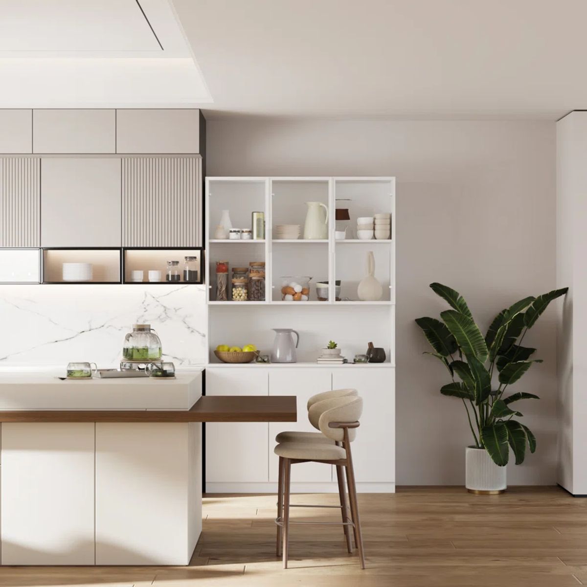 TU MESITA - Vitrina de Cocina Malcom color Blanco TU MESITA 6 puertas