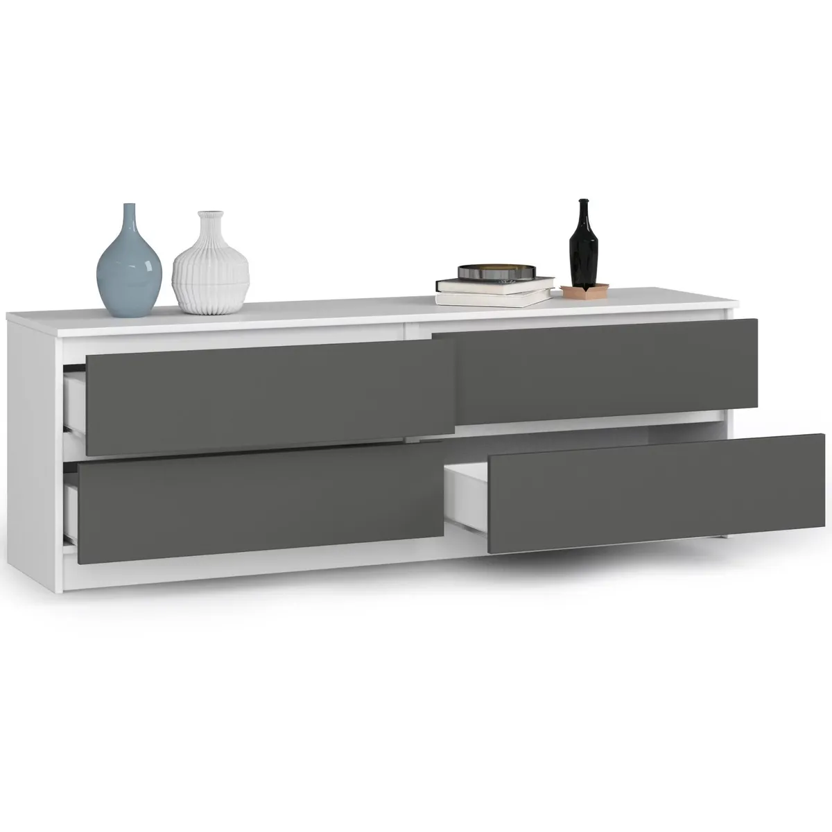 TU MESITA - Aparador Bajo Sigrid color BlancoNegro 4 cajones TU MESITA