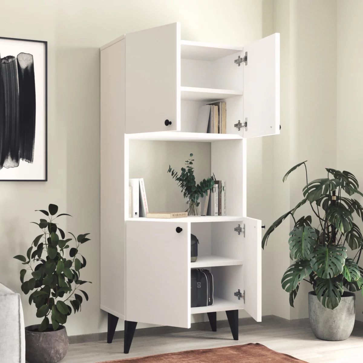 TU MESITA - Vitrina Organizador Lamas 4 puertas color Blanco TU MESITA