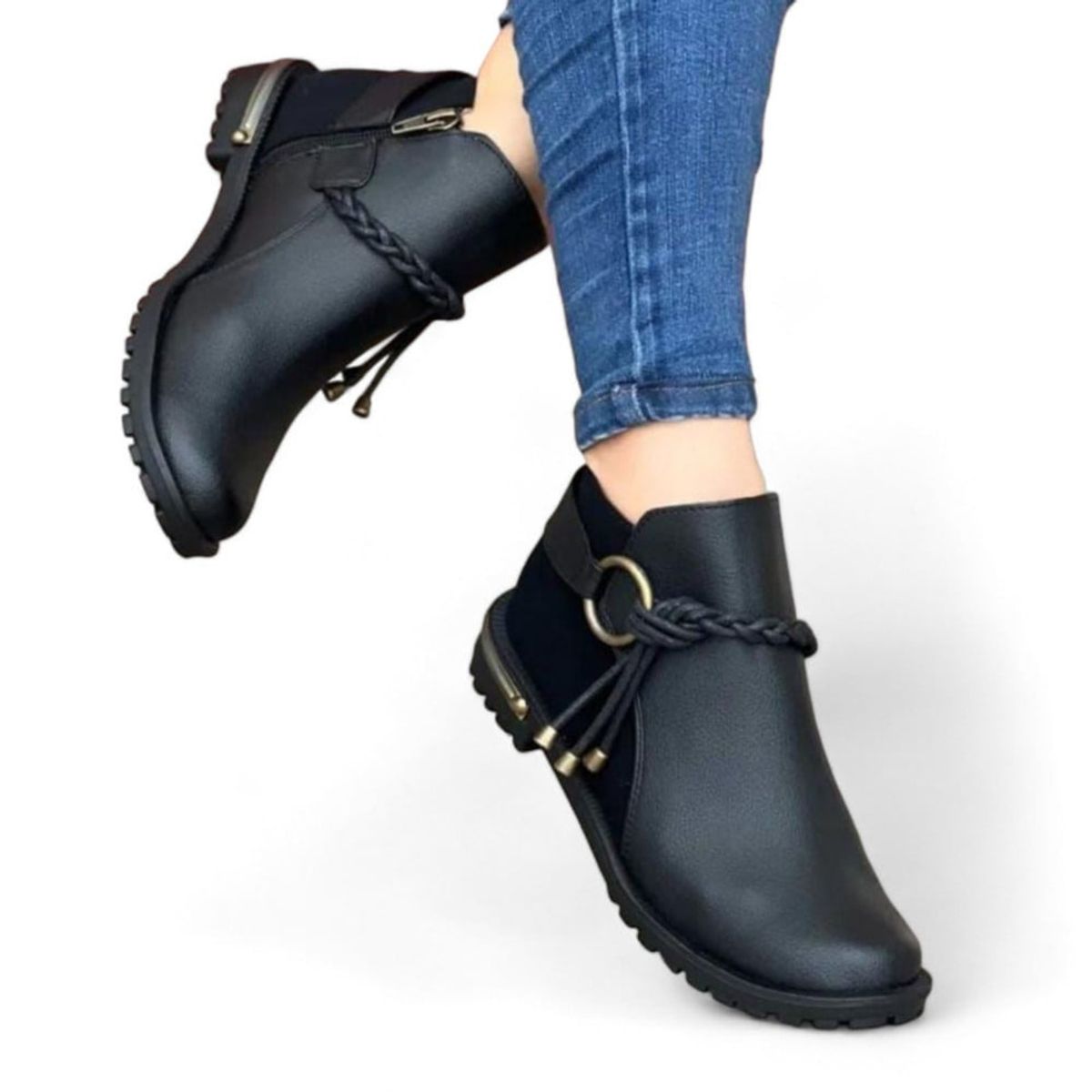 GENERICO - Botin Mujer Trensa 1509 5C-53 Color Negro