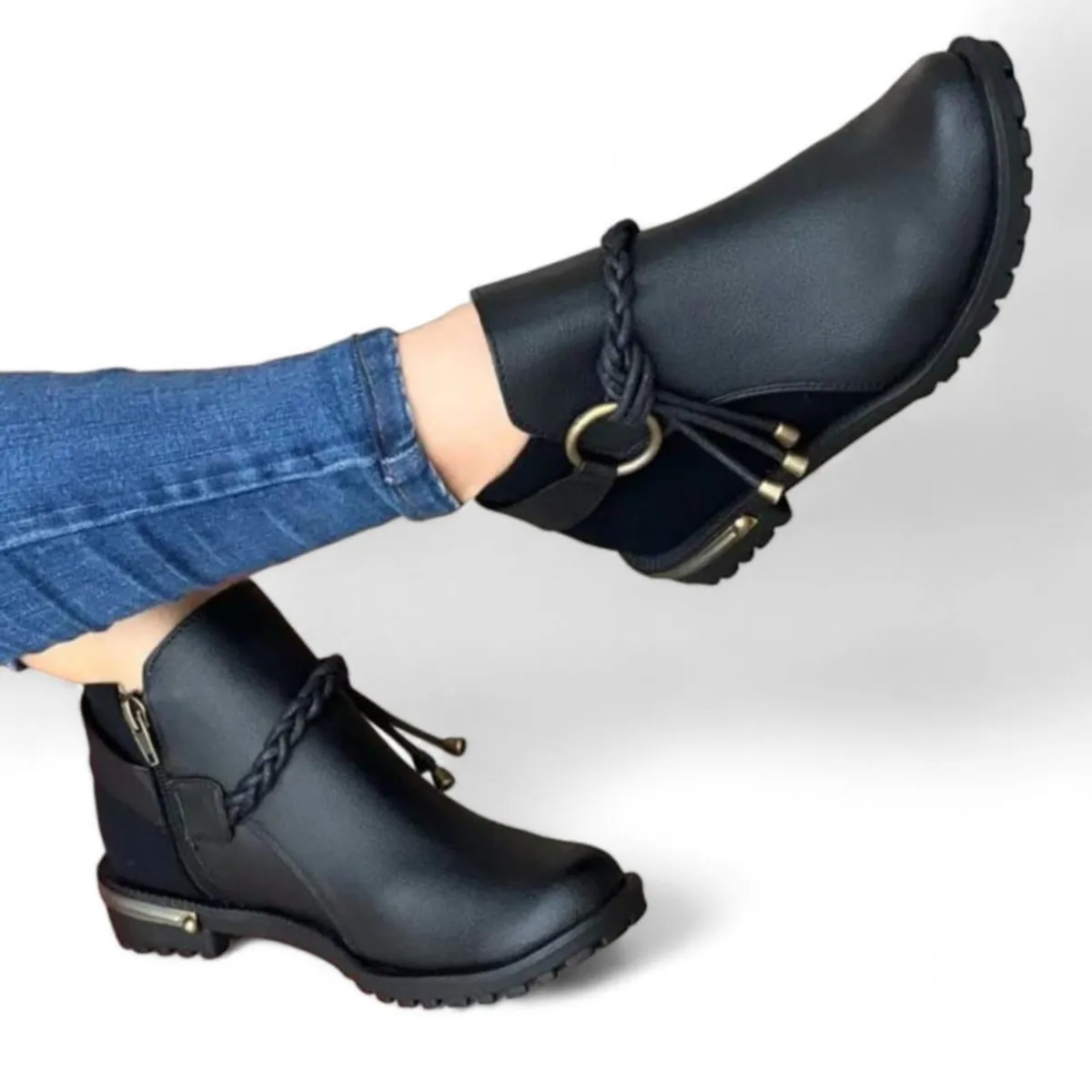 GENERICO - Botin Mujer Trensa 1509 5C-53 Color Negro