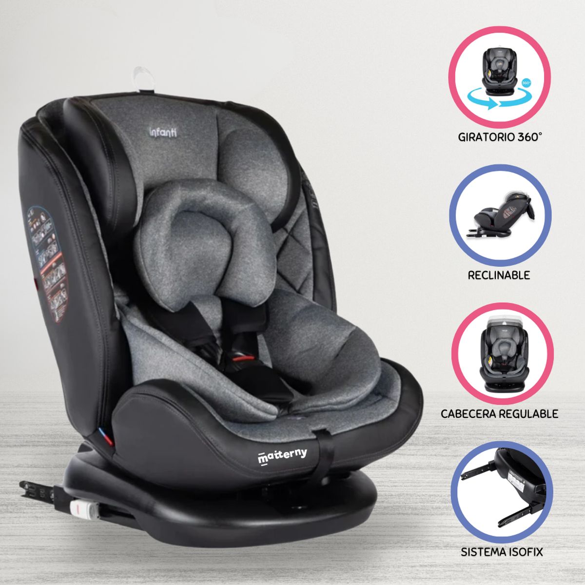 INFANTI - Silla de Auto para Bebé »GIRO 360º» Gray