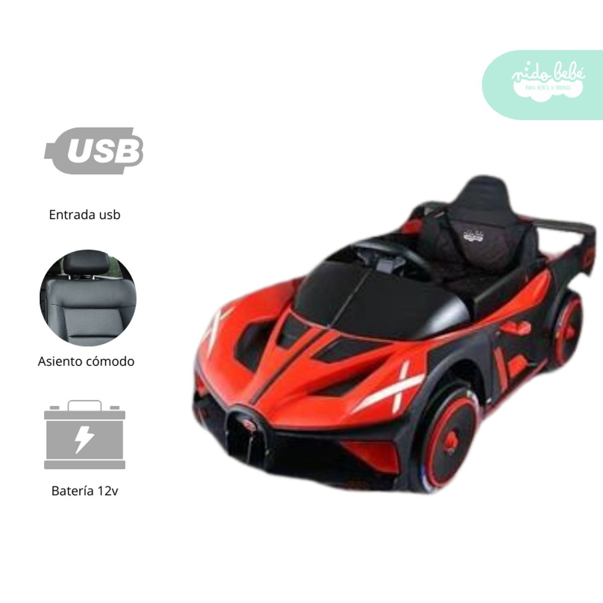 GENERICO - Carrito a Batería para niño Modelo FastCar color Rojo