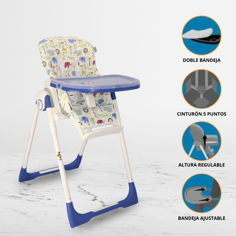 EVEZO - Silla de Comer Graduable para Bebé »NELLY» BLUE
