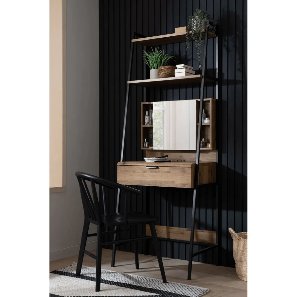 TU MESITA - Escritorio Tocador Rocky color Marrón con espejo TU MESITA