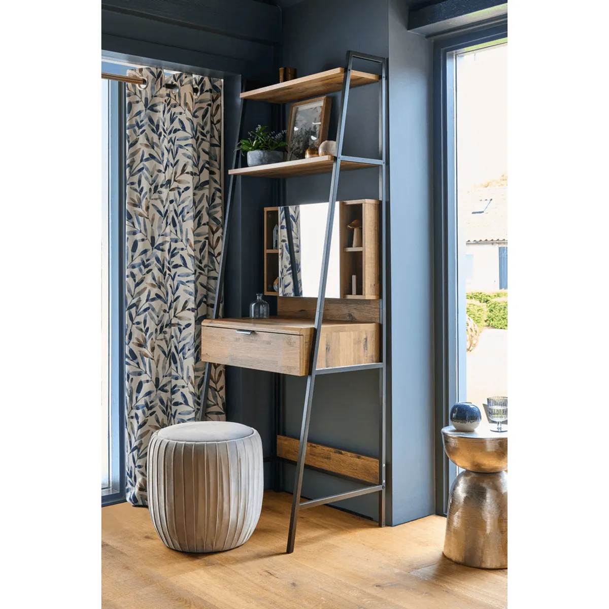 TU MESITA - Escritorio Tocador Rocky color Marrón con espejo TU MESITA