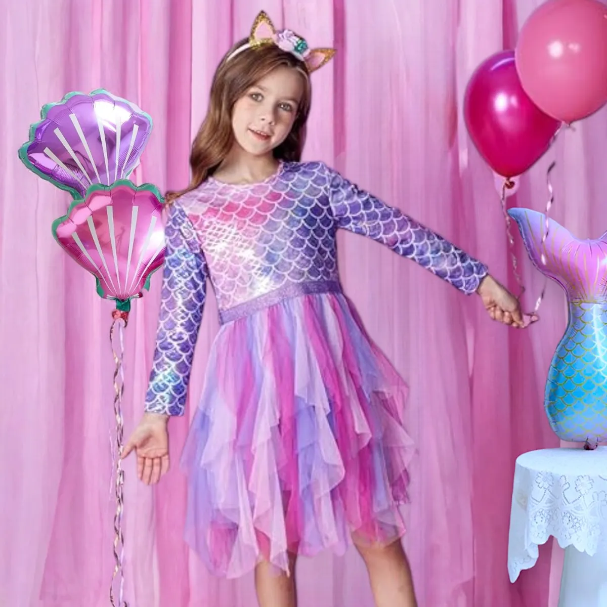 GENERICO - VESTIDO PARA NIÑA DE FIESTA - DISEÑO SIRENITA