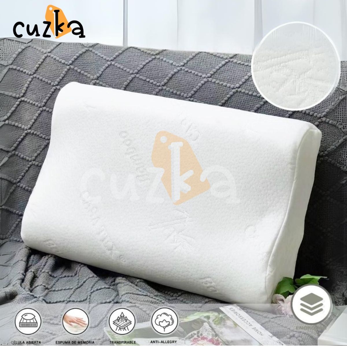 CASATEX - Almohada Viscoelástica ANATOMICA BAMBU QUEEN 55cm x 35cm x17cm