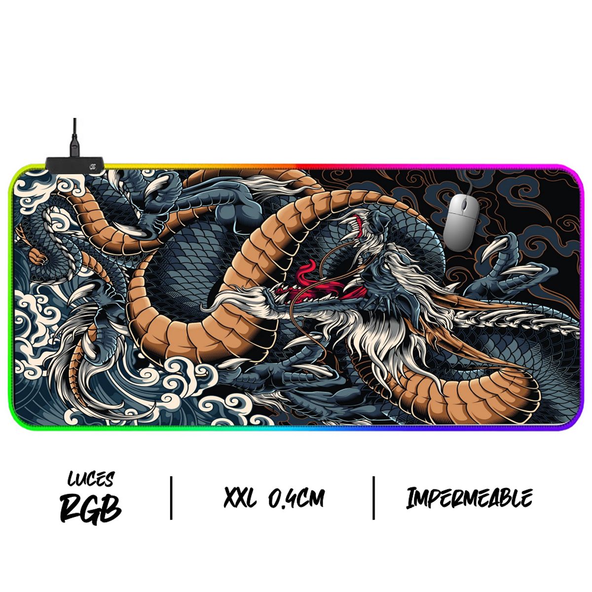 GENERICO - Mouse Pad Gamer RGB Speed XXL Dragon rayo