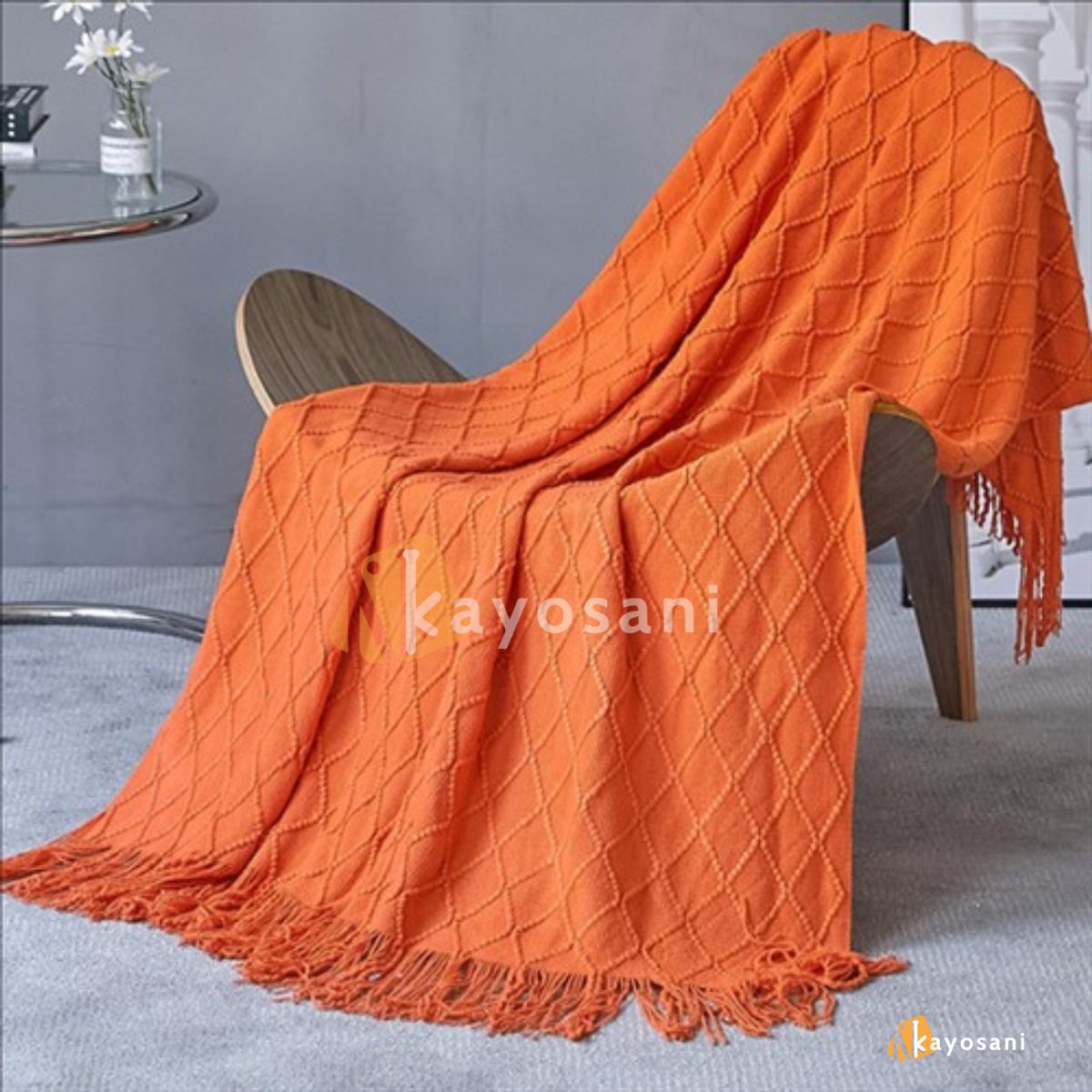 CASATEX - Mantas De Punto Suave en 3D Para Sofá Y Cama ORANGE