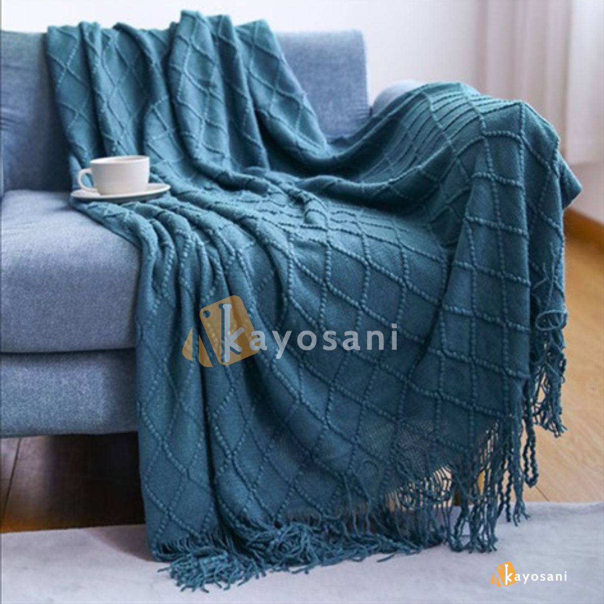 CASATEX - Mantas De Punto Suave en 3D Para Sofá Y Cama BLUE