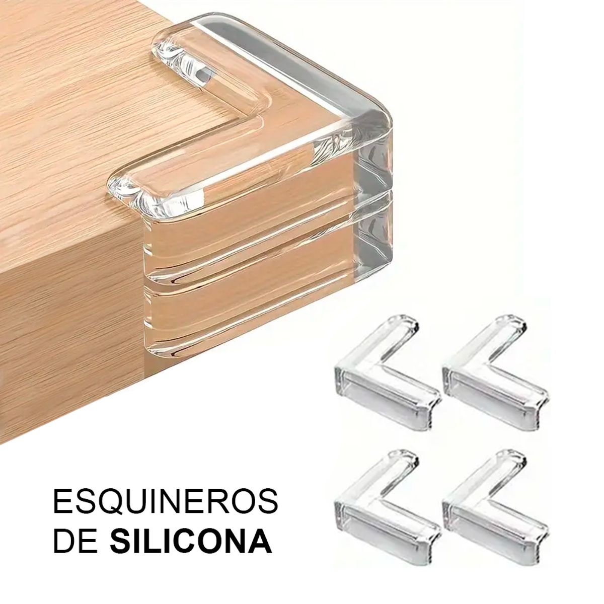 GENERICO - Pack 4 Esquineros Rectos de Silicona Antigolpes para Bebes