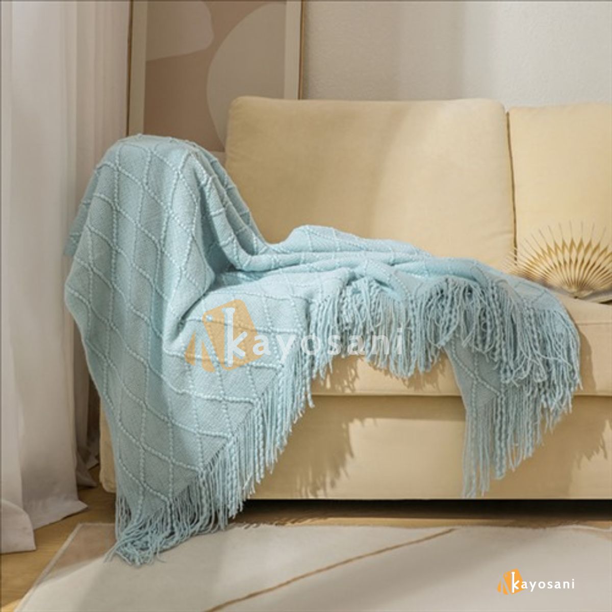 CASATEX - Mantas De Punto Suave en 3D Para Sofá Y Cama TURQUESA
