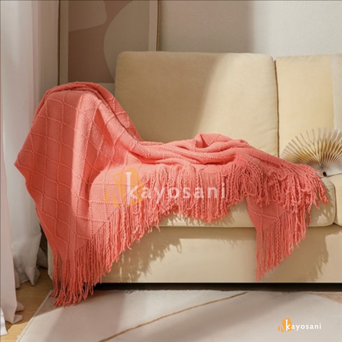 CASATEX - Mantas De Punto Suave en 3D Para Sofá Y Cama CORAL