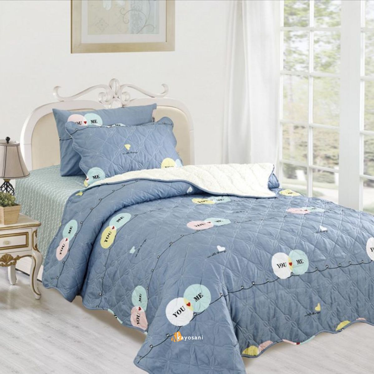 CASATEX - Edredón Tela Hipoalergénico con Carnero 15Plz + Set de Sábanas