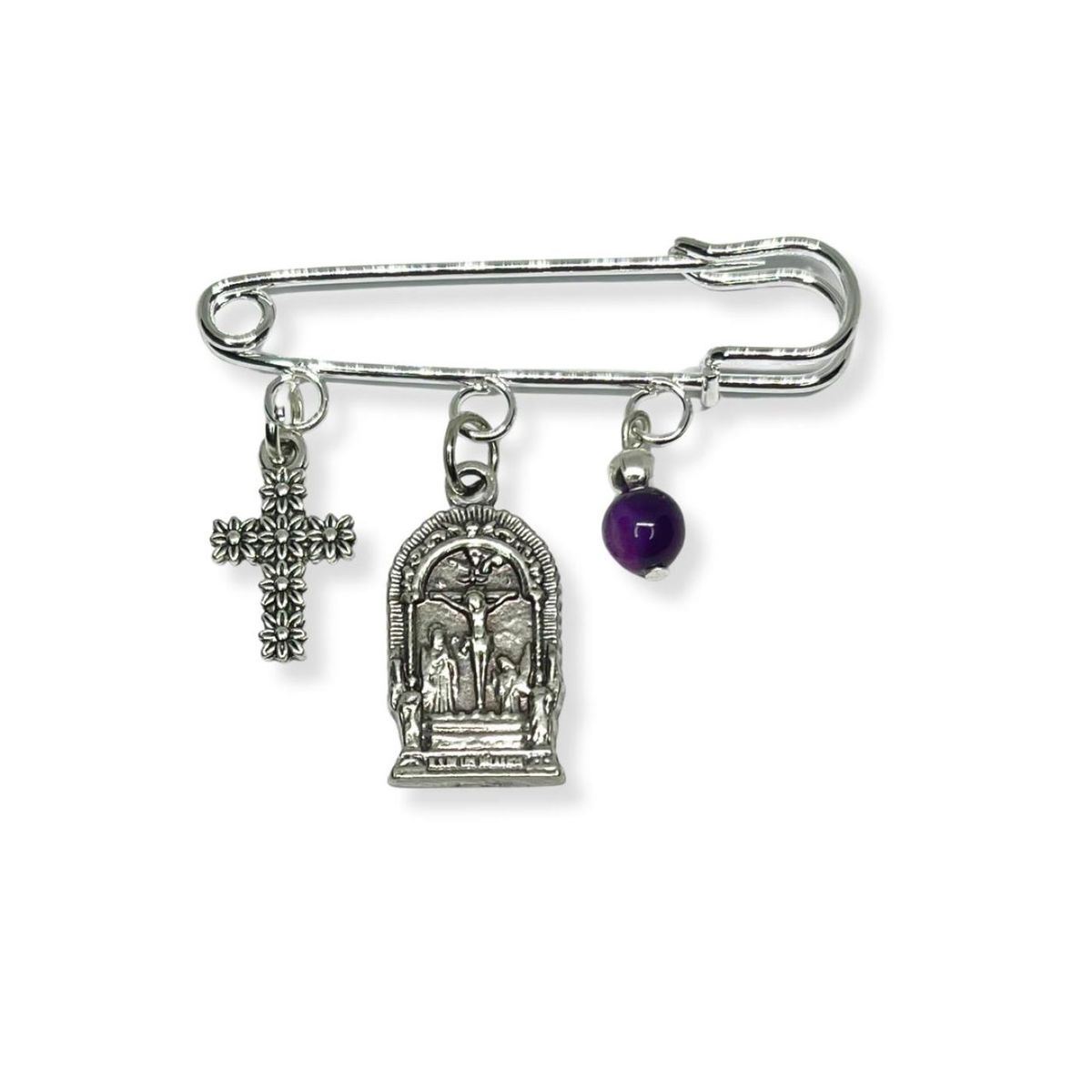 SANTORAL - Broche Imperdible Señor de los Milagros - Morado