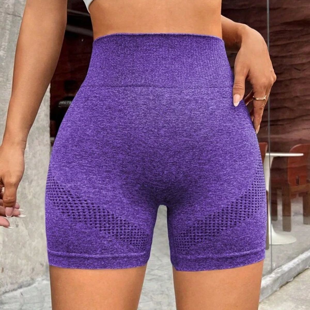 GENERICO - Short sin Costura Efecto Push Up Liso Jaspeado