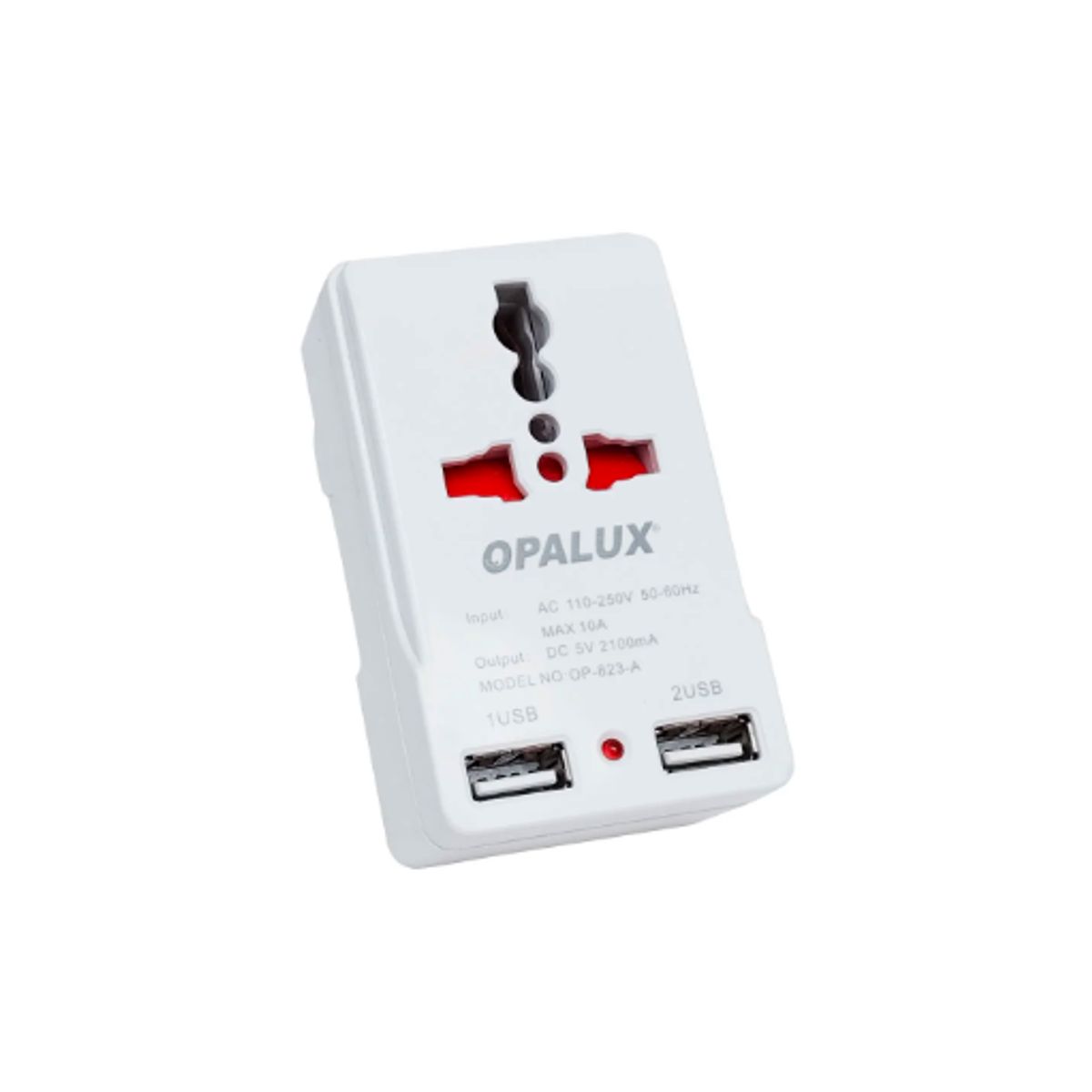 OPALUX - Adaptador Enchufe Múltiple con Toma Tierra + Doble USB OP-823A OPALUX