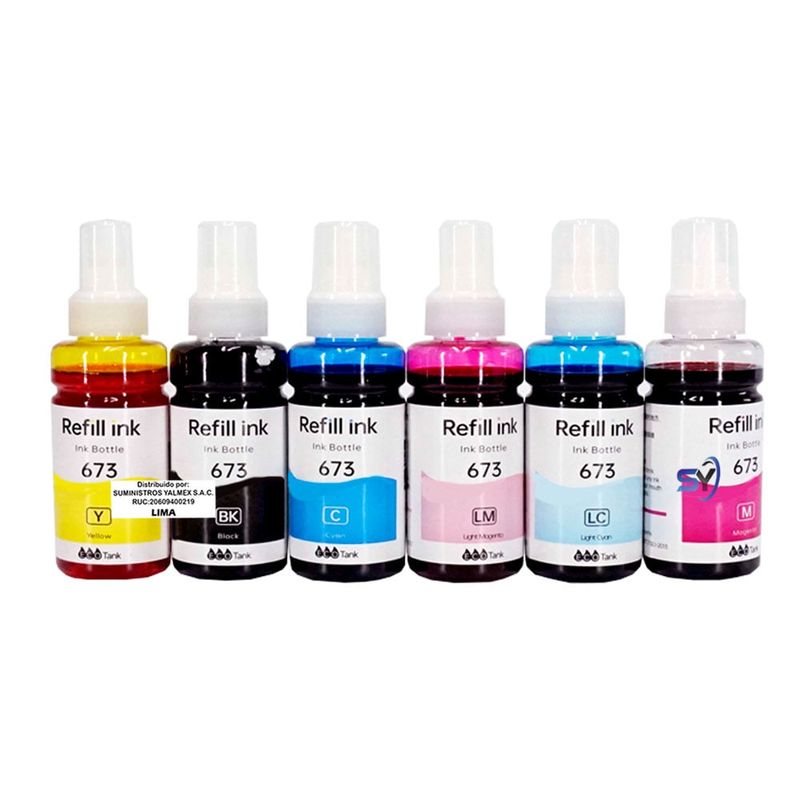GENERICO - Pack Tinta T673 Compatible los 6 Colores para Epson