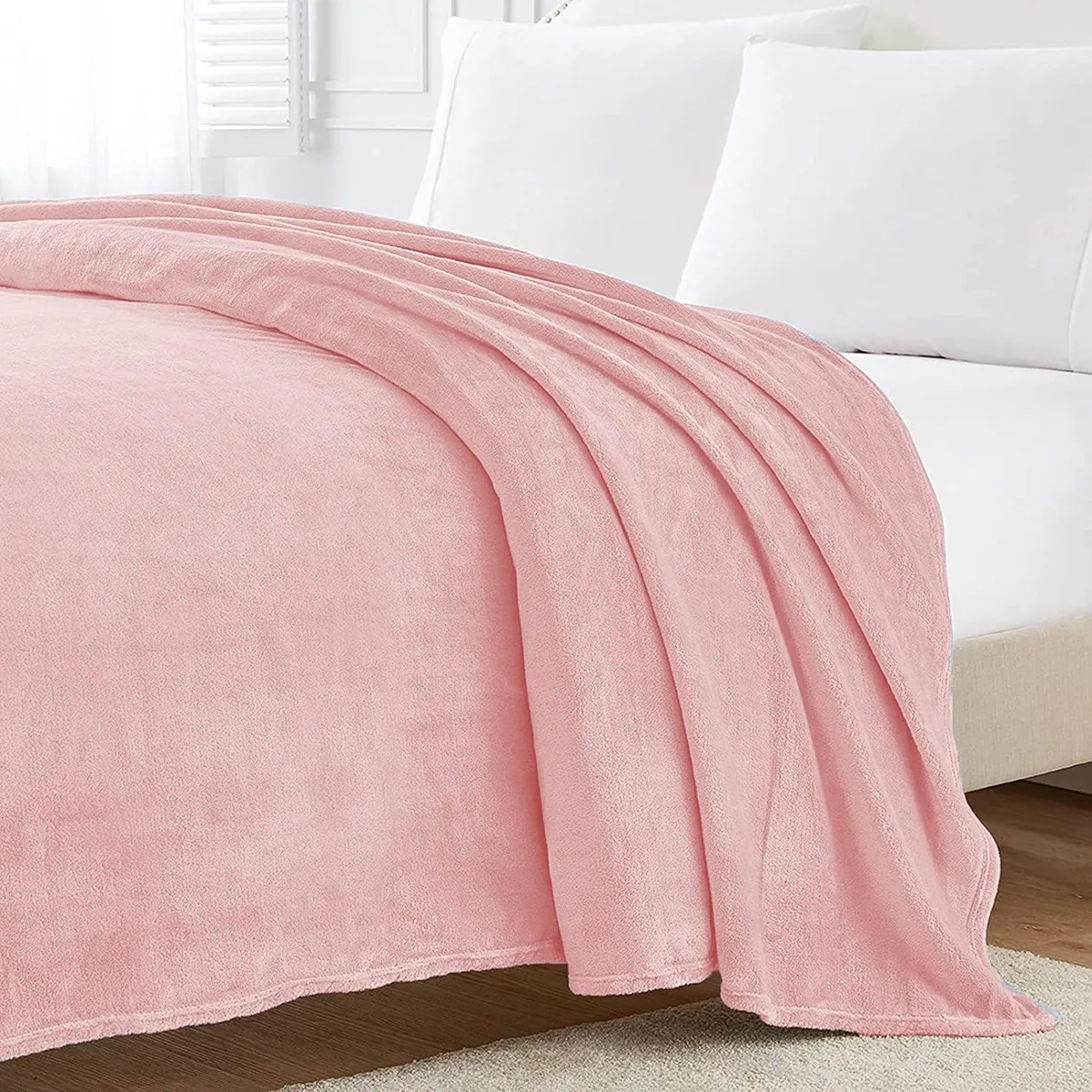 GENERICO - Manta dos plazas arrullo de felpa de terciopelo suave rosado bebe