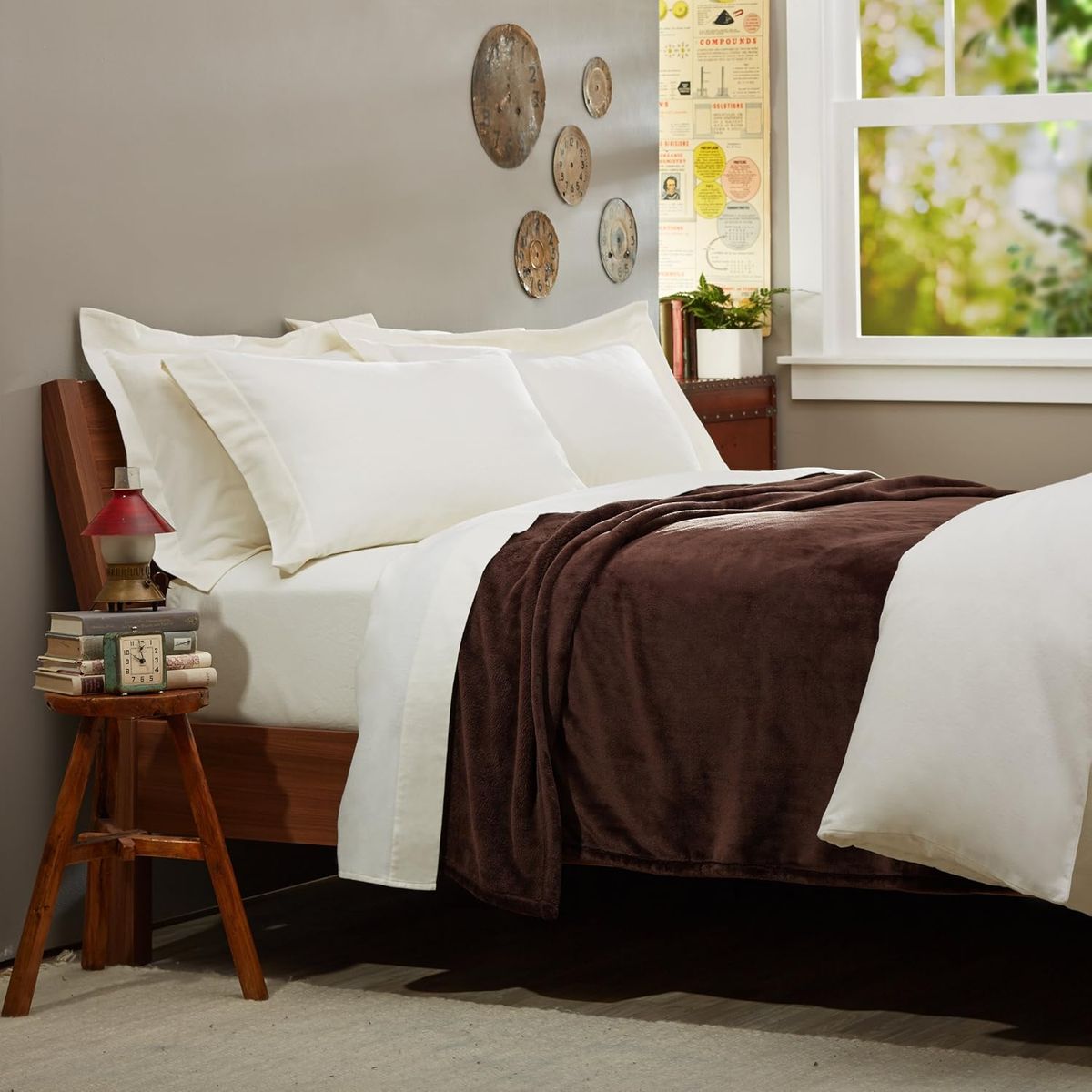 GENERICO - Manta dos plazas arrullo de felpa de terciopelo suave marrón