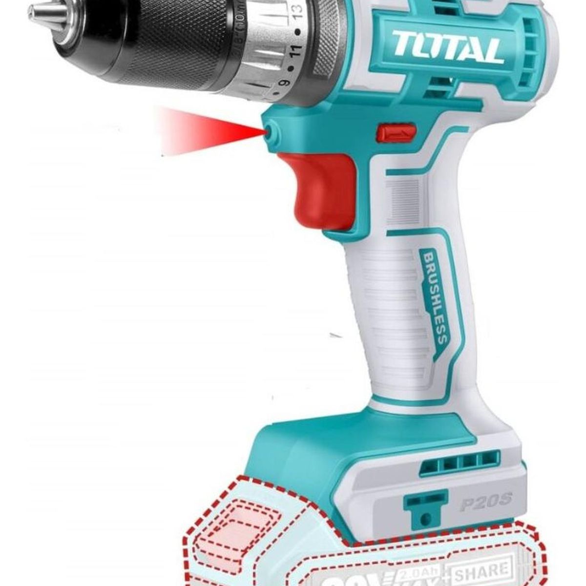 TOTAL TOOLS - Taladro Atornillador Percutor 20v BL Total Tools TIDLI20508