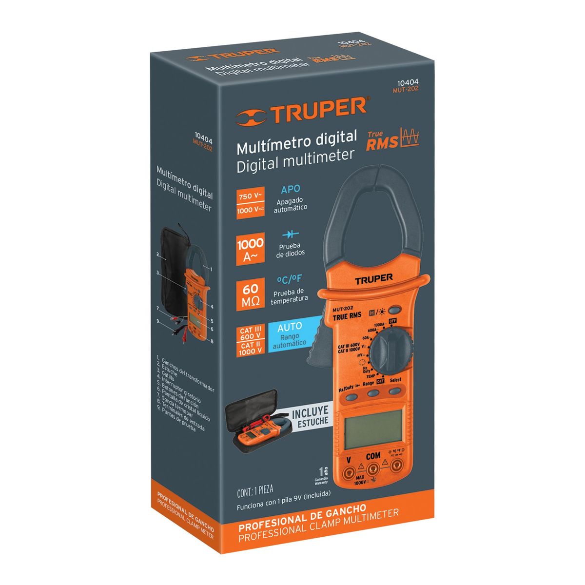 TRUPER - Multimetro Digital Pinza Amperimetrica Incluye Estuche