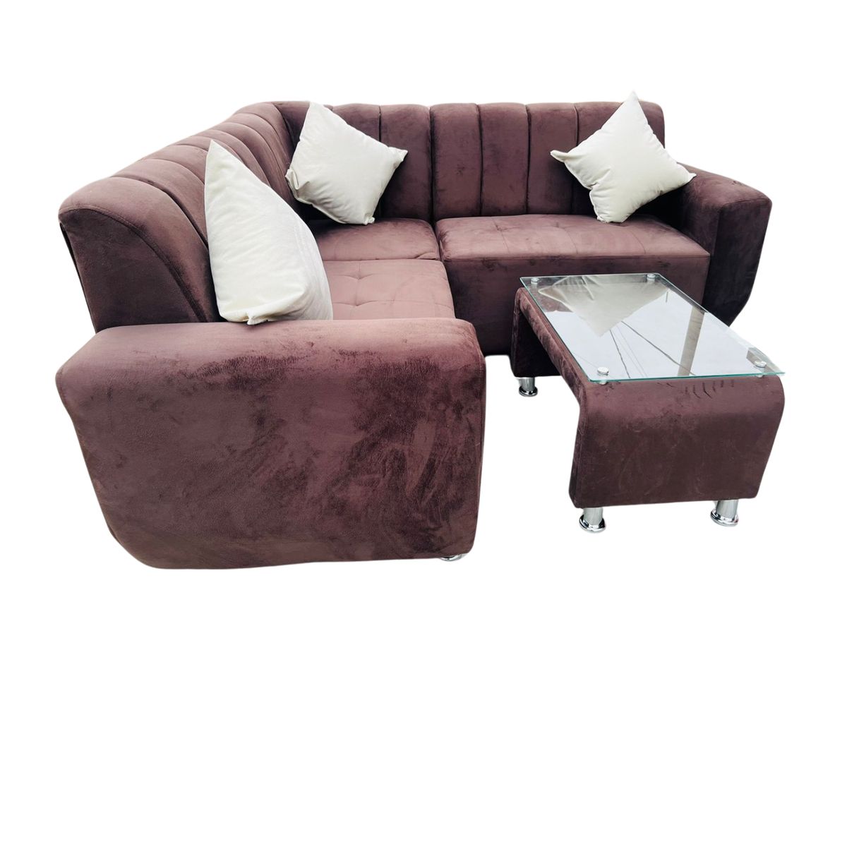 AMOBLART - seccional lenna chocolate sillon para departamentos pequeños  3piezas