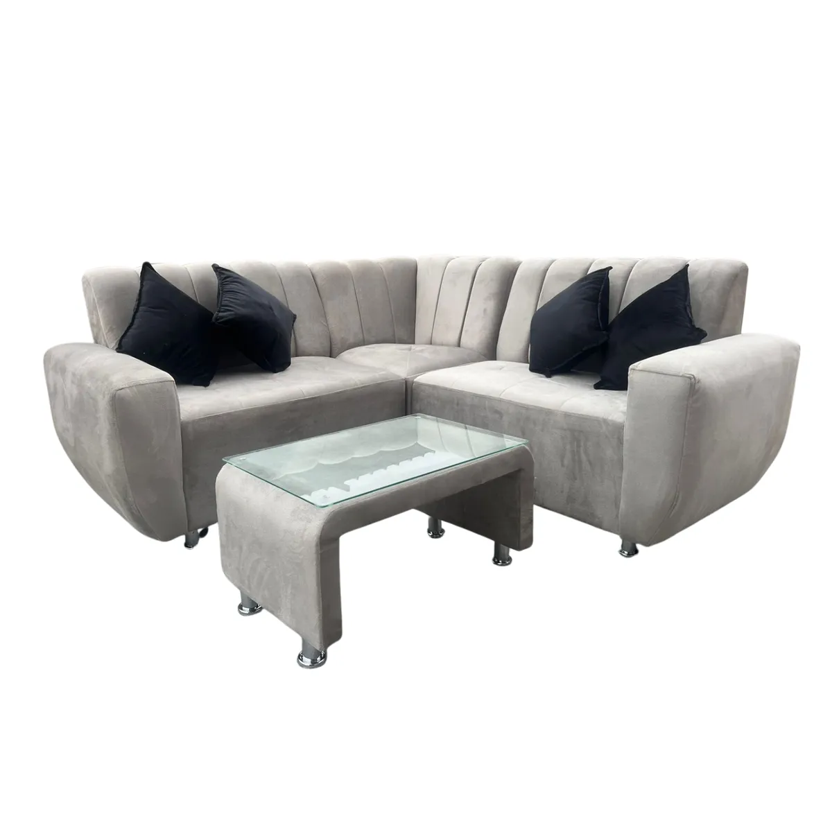 AMOBLART - seccional lenna beige   sillon para departamentos pequeños 3piezas